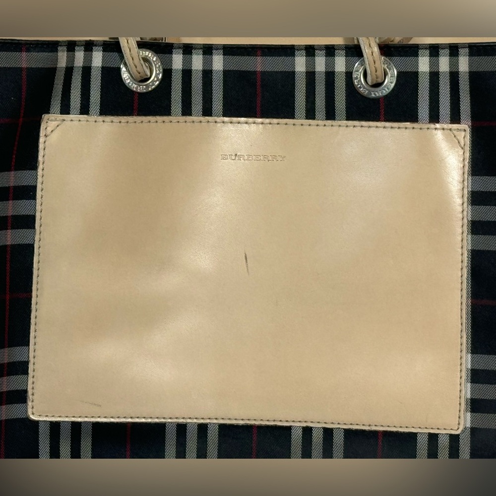 Burberry Black Canvas Vintage Check & Leather Tote Shoulder Handbag Purse Italy - Picture 3 of 14